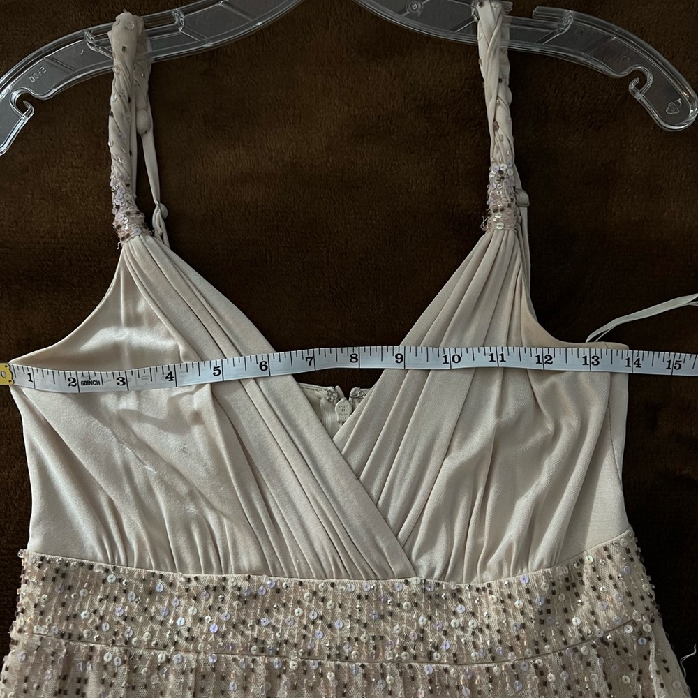 BCBG Beaded Pleated Blush Cocktail Dress - Picture 8 of 8